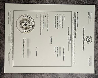 purchase fake State of Texas Apostille certificate
