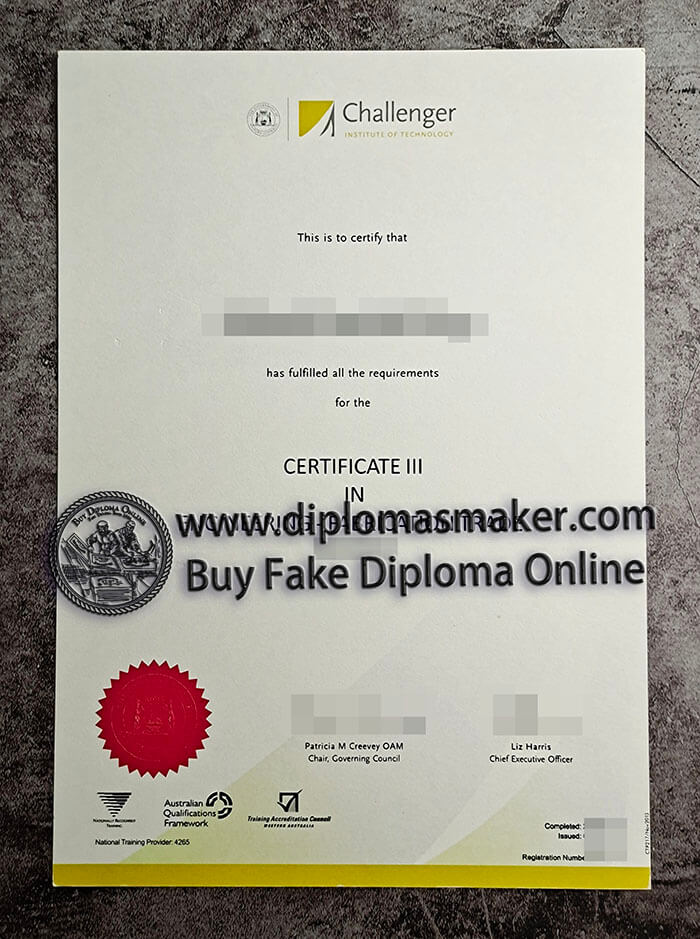 purchase fake Challenger Institute Technology Certificate