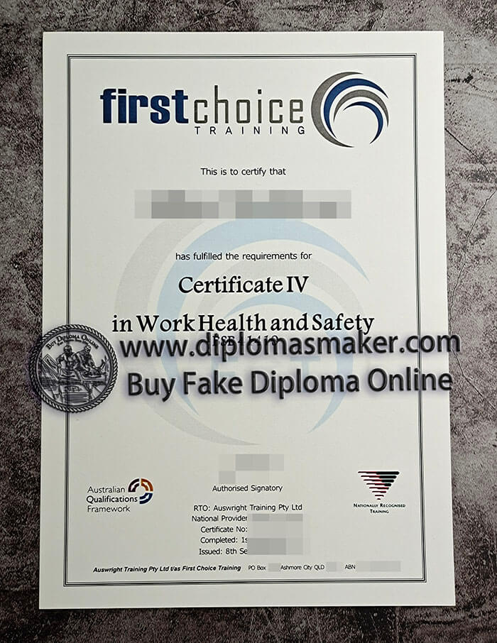 purchase fake First choice Training Certificate