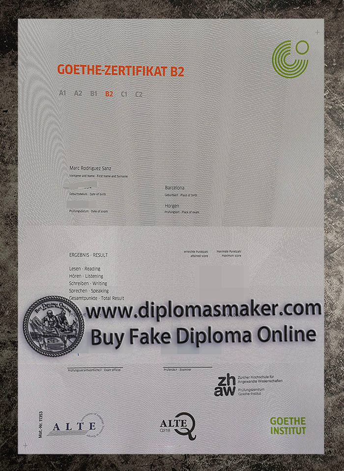purchase fake Goethe-Zertifikat B2 online