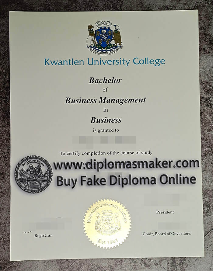 purchase fake Kwantlen University College diploma