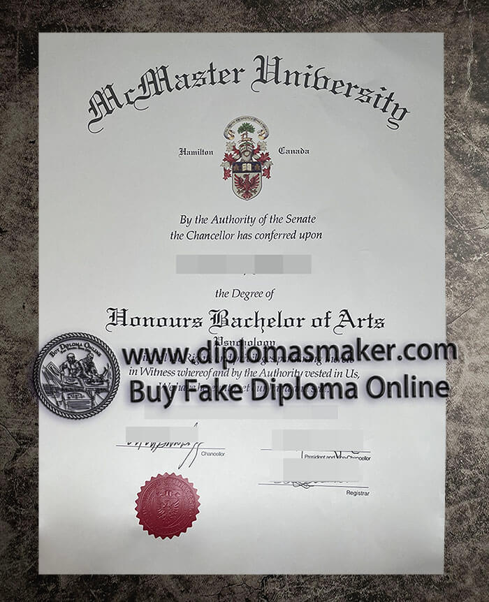 purchase fake Mcmaster University diploma