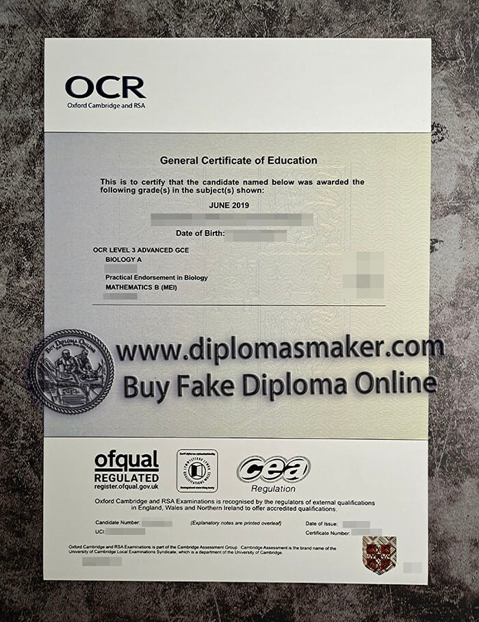 purchase fake OCR General Certificate of Education