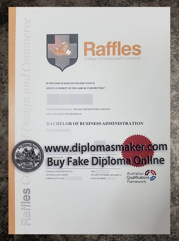 purchase fake Raffles College of Design and Commerce diploma