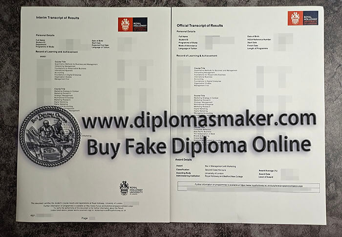 purchase fake Royal Holloway University of London Transcript