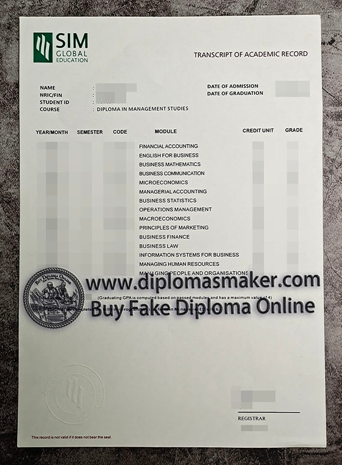 purchase fake SIM Global Education Transcript