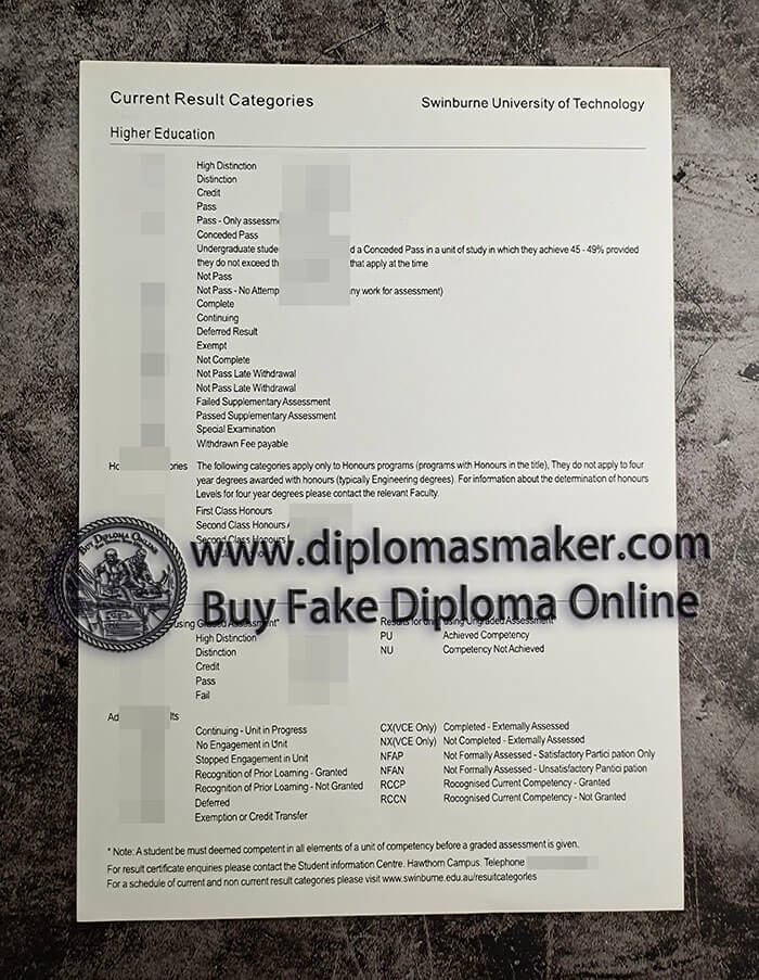 purchase fake Swinburne University of Technology Transcript