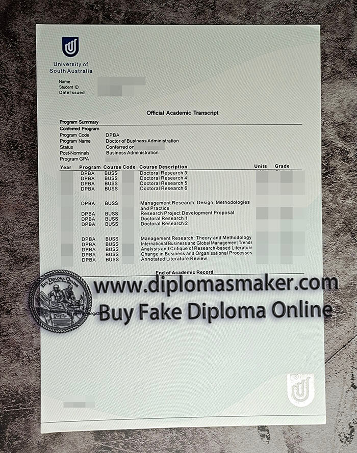 purchase fake University of South Australia Transcript