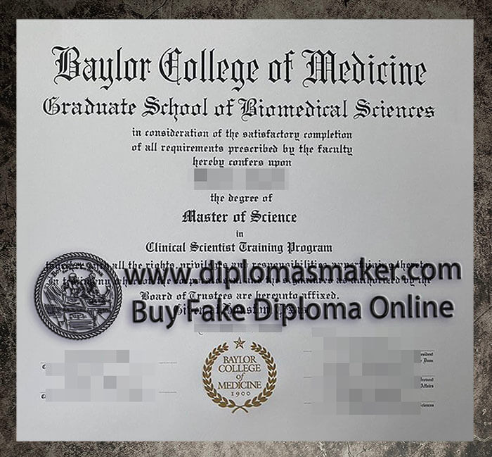 purchase fake Baylor College of Medicine diploma