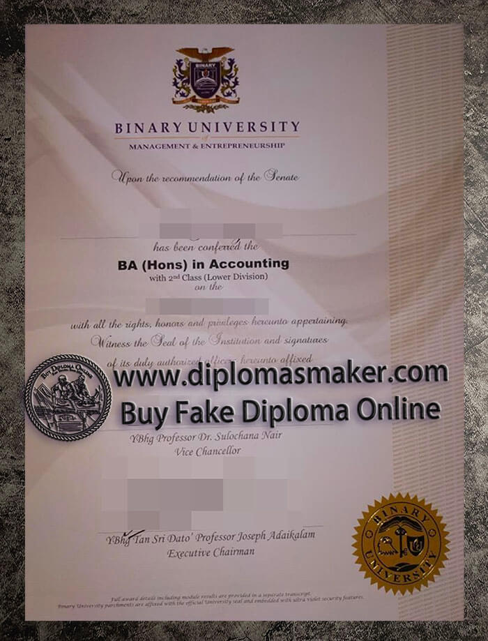 purchase fake Binary University diploma