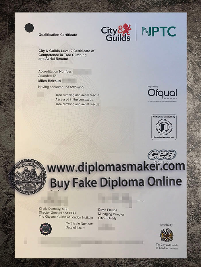 purchase fake City Guilds NPTC Level 2 Certificate