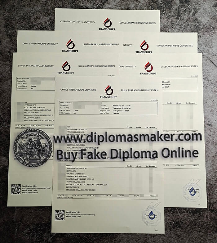 purchase fake Cyprus International University Transcript