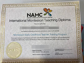 purchase fake North American Montessori Center certificate