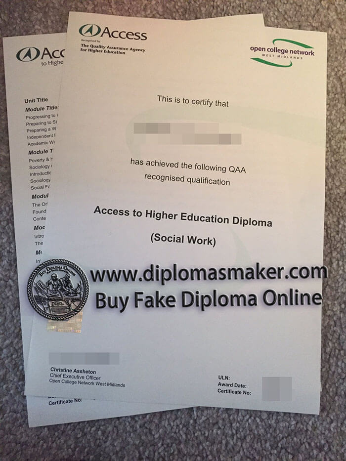 purchase fake Open College Network West Midlands certificate