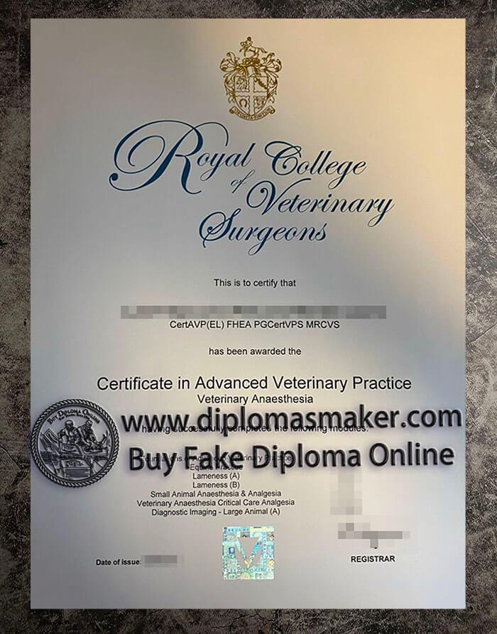 purchase fake Royal College Veterinary Surgeons certificate