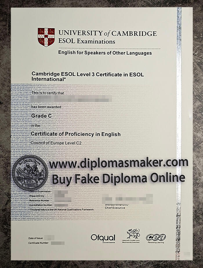 purchase fake University of Cambridge ESOL Examinations certificate