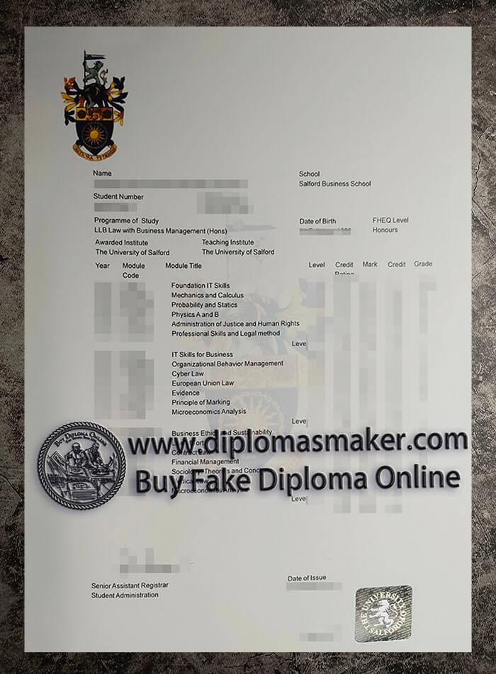 purchase fake University of Salford Transcript