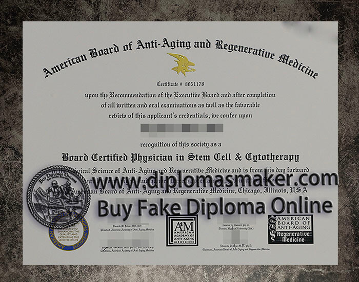 purchase fake American Board of Anti-Aging and Regeneratiue Medicine certificate