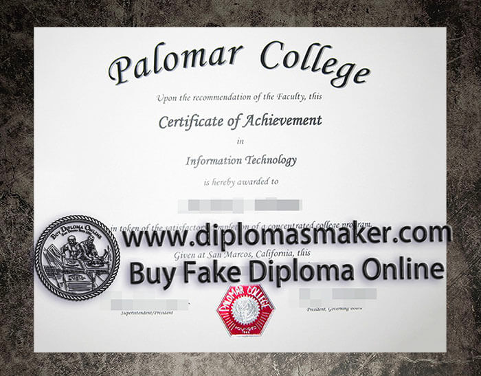 purchase fake Palomar College certificate