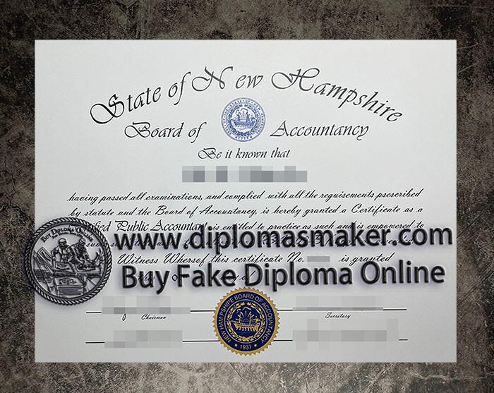 purchase fake State of New Hampshire CPA certificate
