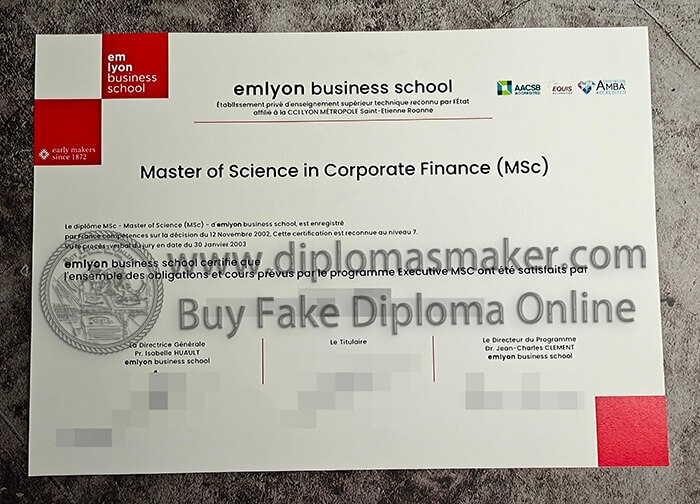 purchase realistic Emlyon Business School certificate