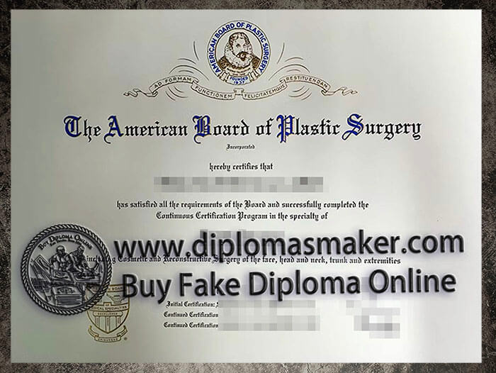 purchase realistic American Board of Plastic Surgery diploma