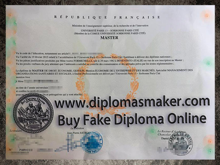 purchase realistic Universite Paris 13 diploma