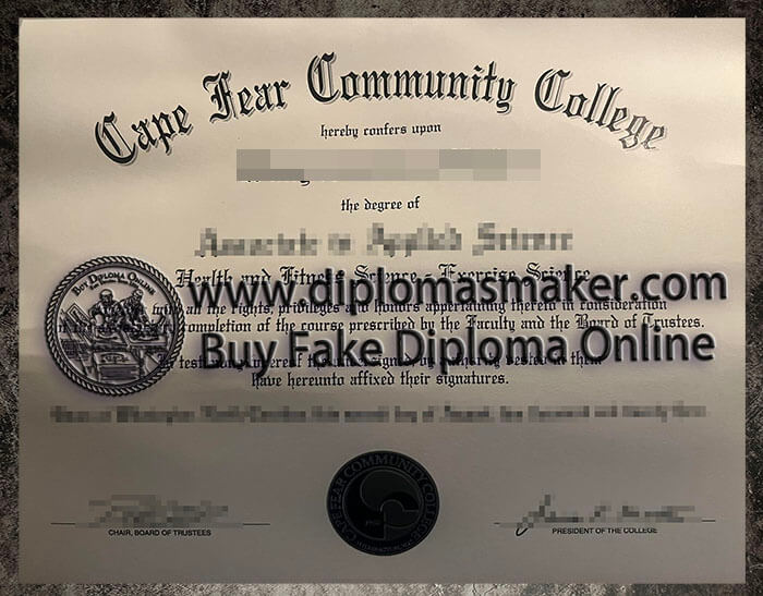 purchase realistic Cape Fear Community College diploma