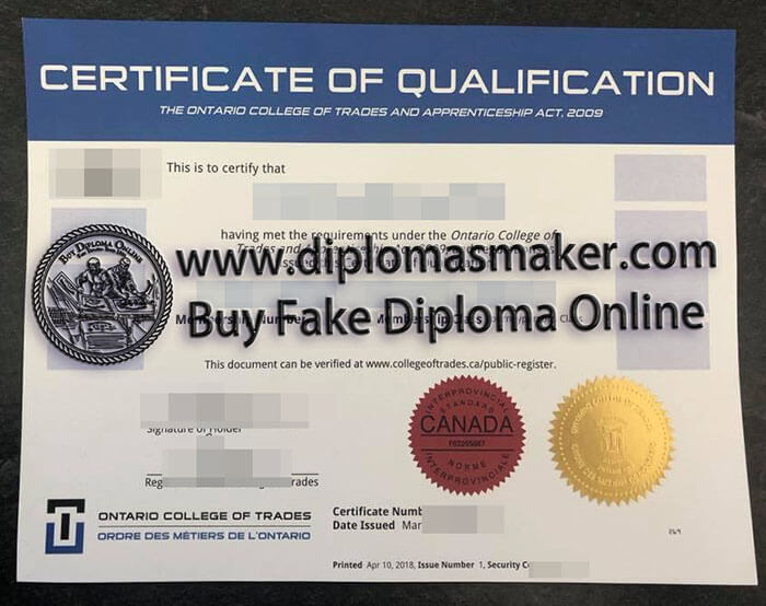 purchase realistic Certificate of Qualification Canada