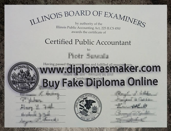 purchase realistic Illinois Board of Examiners CPA certificate