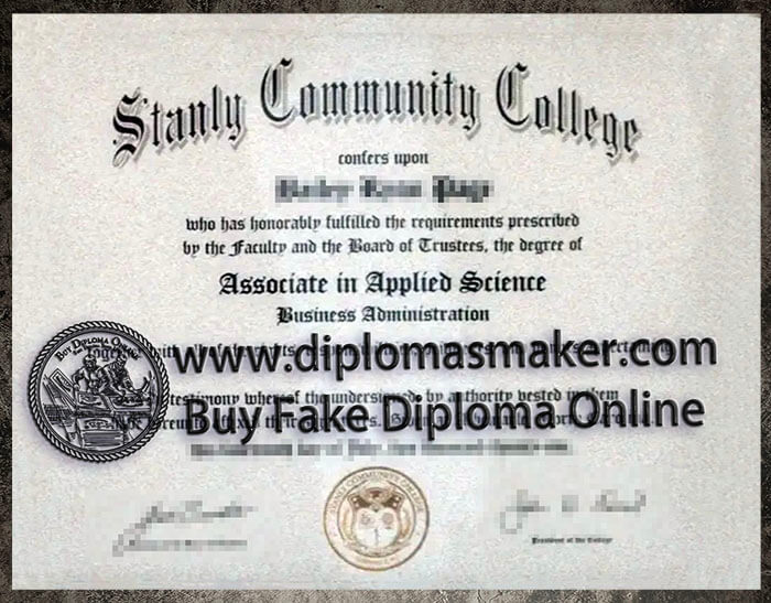 purchase realistic Stanly Community College diploma