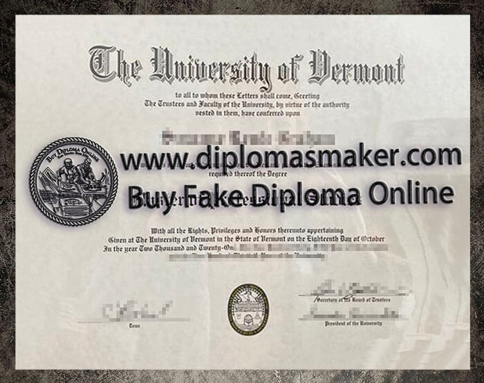 purchase realistic University of Vermont diploma