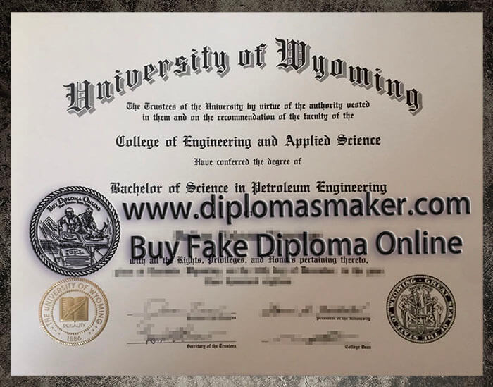 purchase realistic University of Wyoming diploma