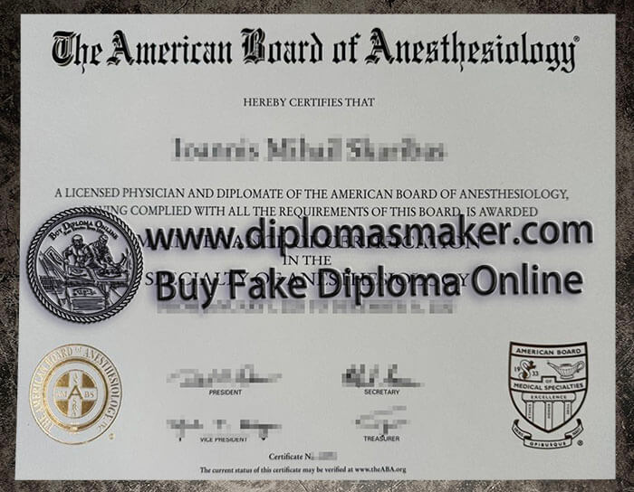 purchase realistic American Board of Anesthesiology certificate